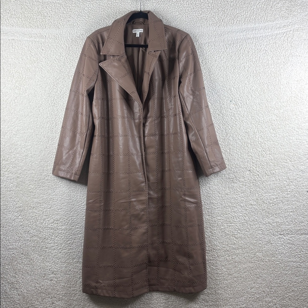 Grey by Jhoan Sebastian Grey Womens Taupe Faux Leather Trench Coat Size XL